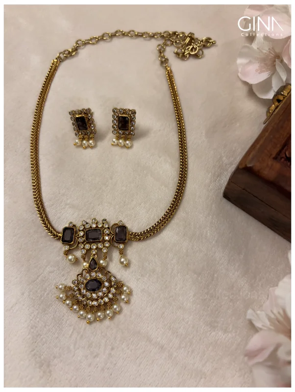 Purple Attigai with Pearl Drops