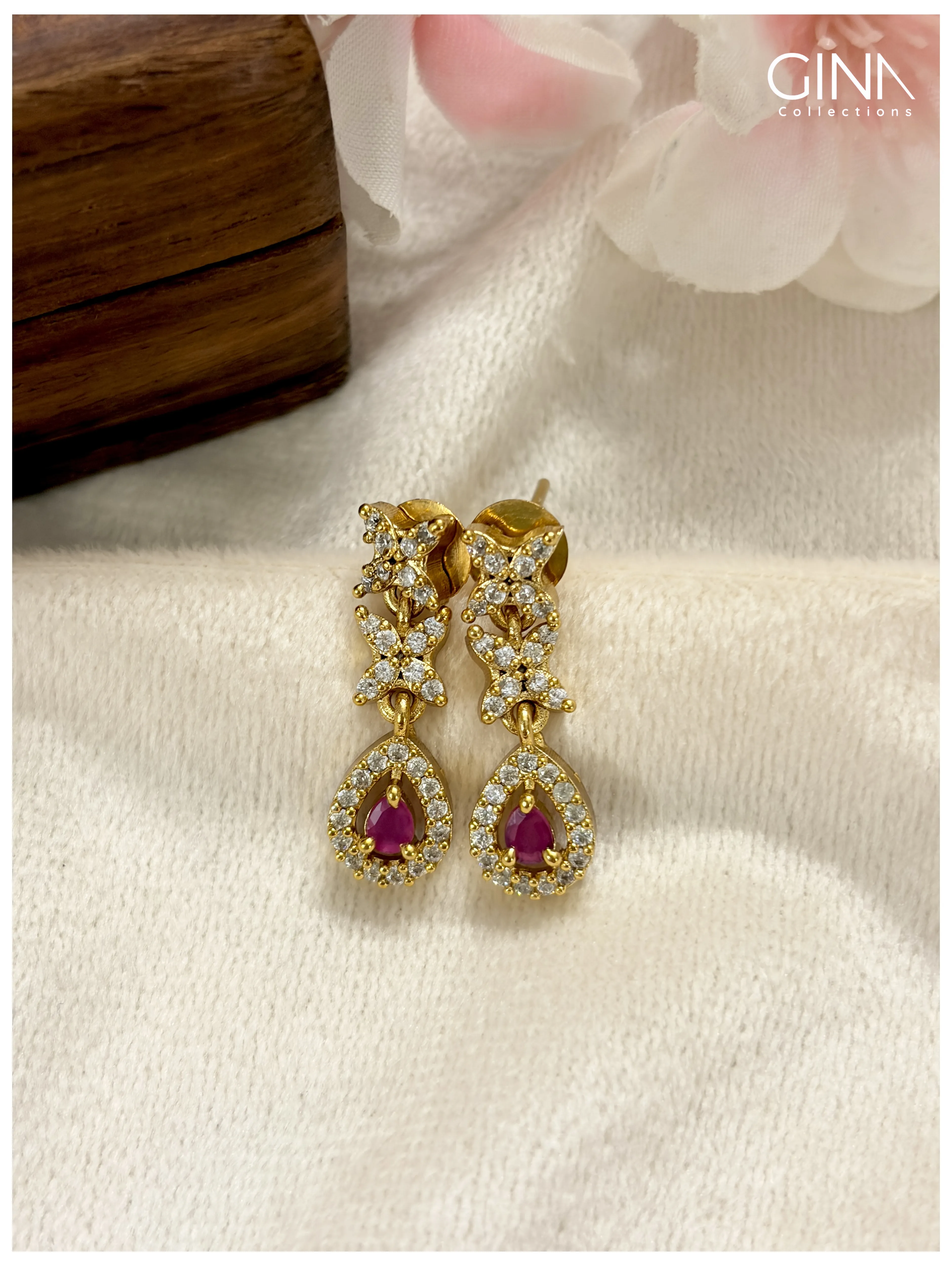 AD Studded Multicolor Gemstones Drops Alternative View