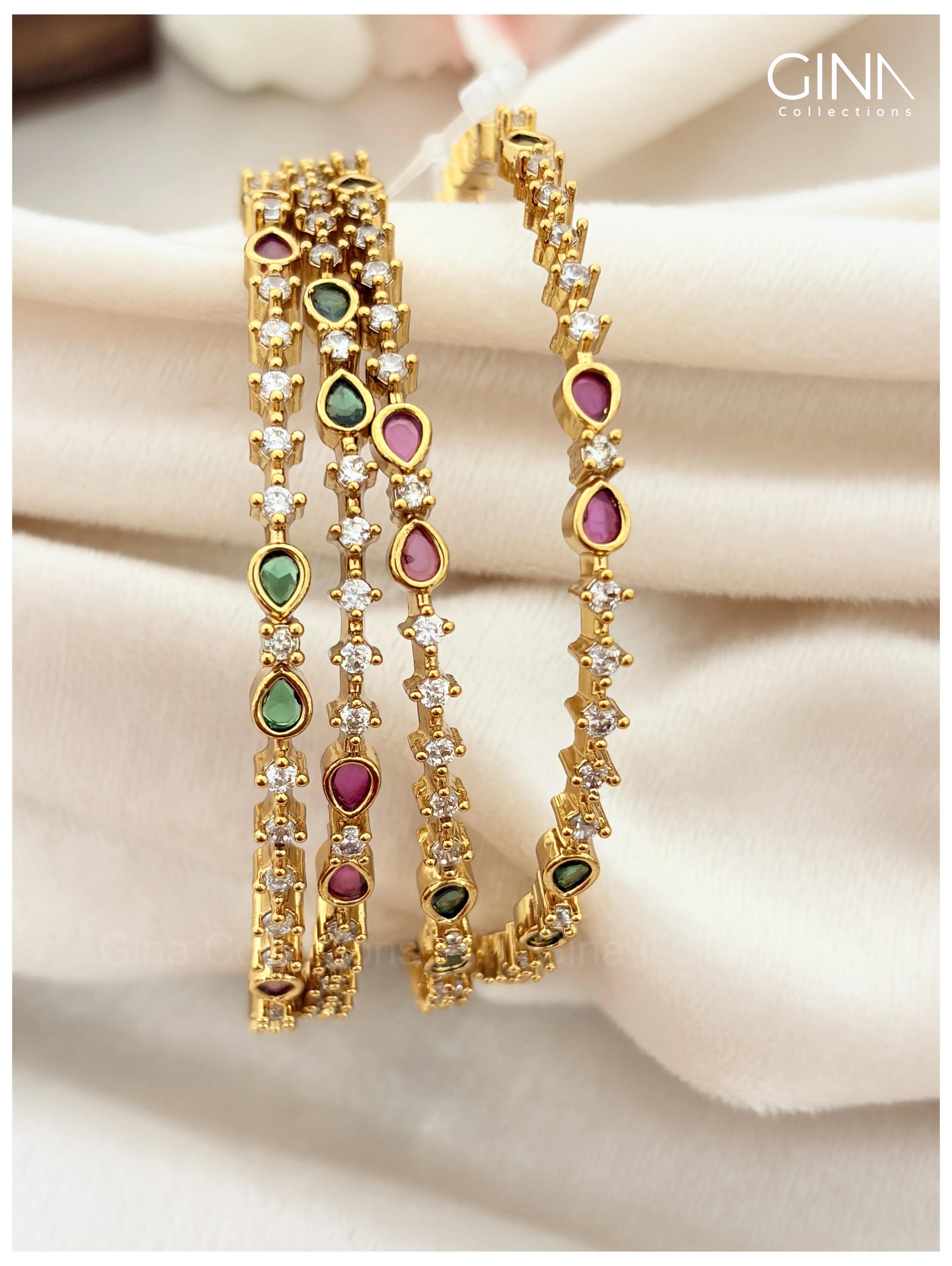 Multicolor Minimal Stone Bangles Alternative View