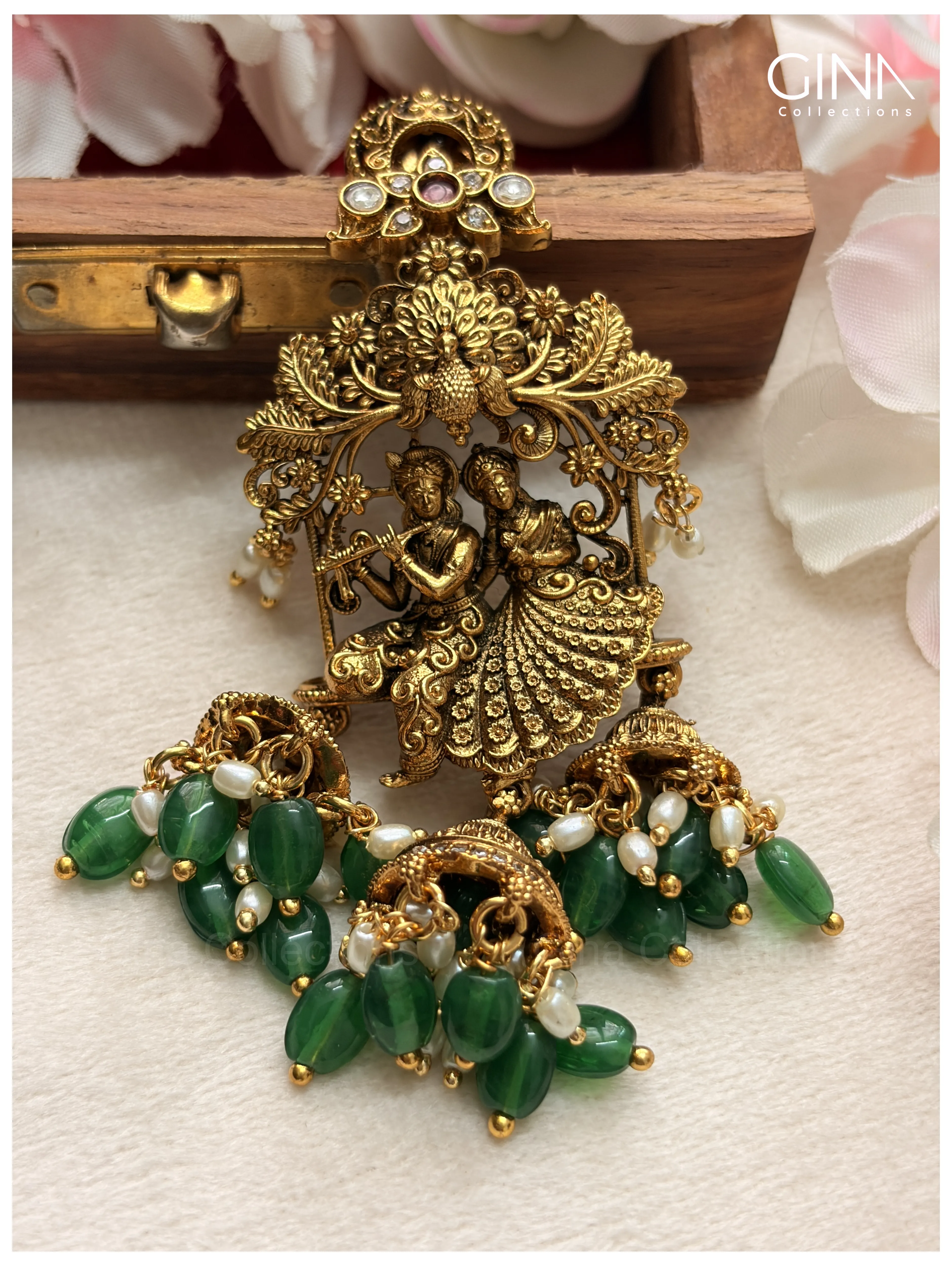 Radhe Krishna with Emerald Beads Hangings Alternative View
