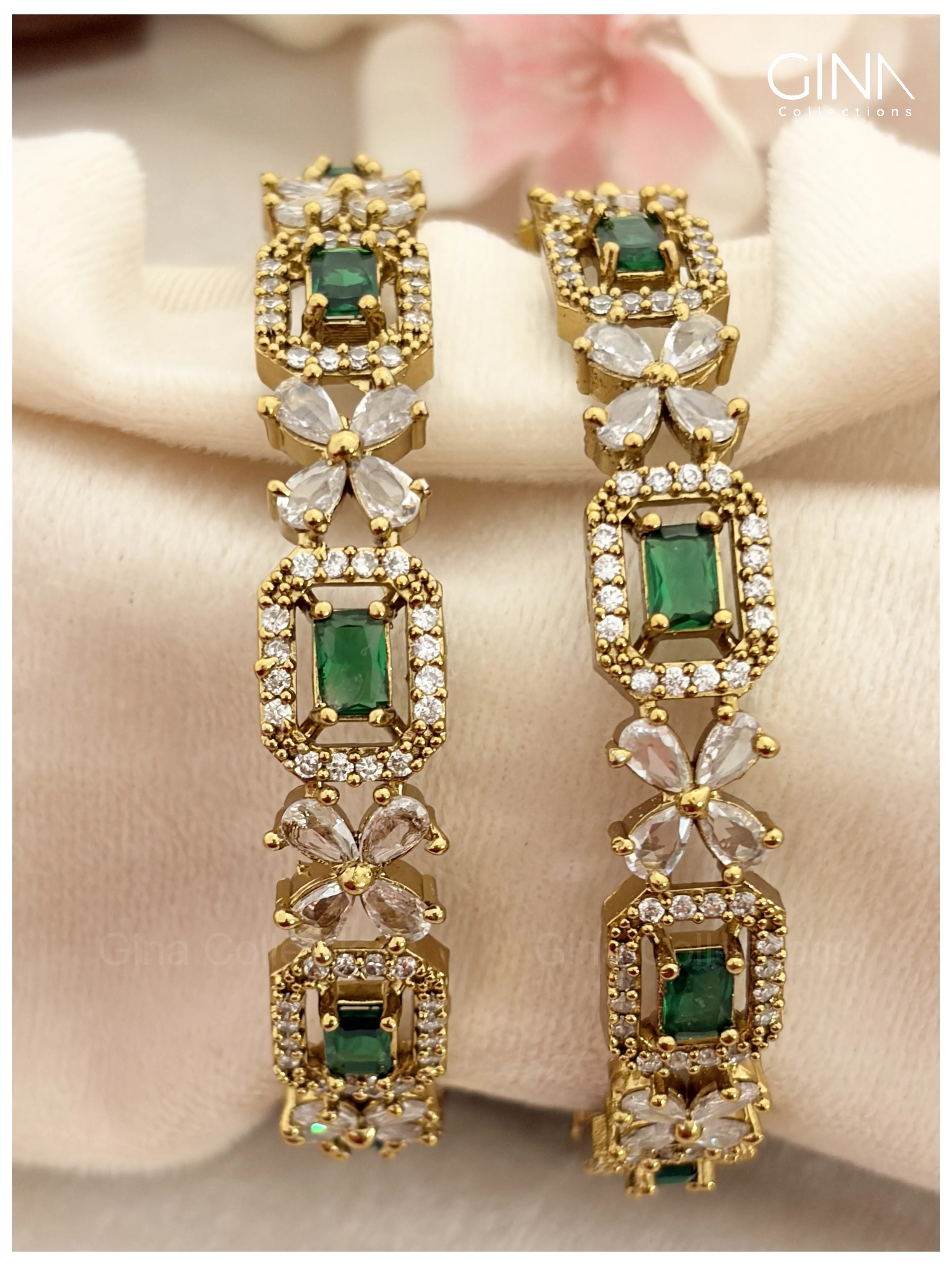 Square Victorian AD Emerald Bangles Alternative View
